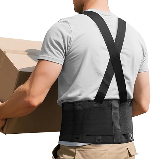 FITTOO Working Lumbar Lower Back Brace Support Belt with Adjustable Straps - Back Pain Relief, Injury Recovery, Heavy Lifting Support, Back Brace with Suspenders