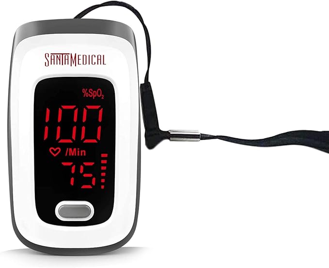 Fingertip Pulse Oximeter, Blood Oxygen Saturation Monitor (SpO2) with Pulse Rate Measurements and Pulse Bar Graph, Portable Digital Reading LED Display, Batteries and Carry Case Included