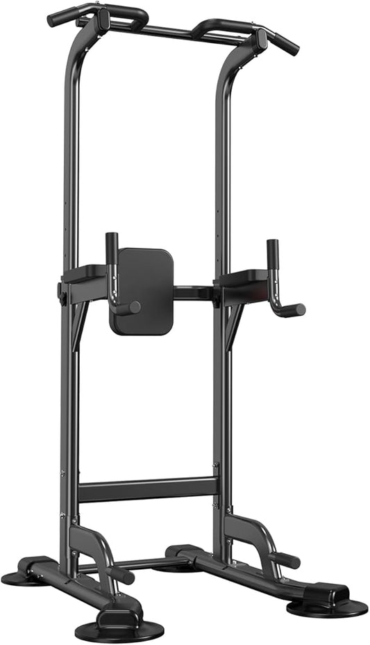 Power Tower Adjustable Height Pull Up & Dip Station Multi-Function Home Strength Training Fitness Workout Station for Home Gym
