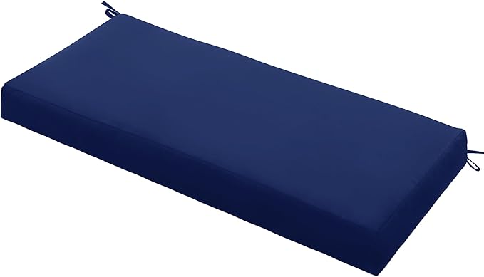 Outdoor Bench Cushion Waterproof 48"x18" – Fade-Resistant Patio Furniture Cushion with Ties for Porch Swing, Loveseat, or Indoor Bench Replacement, Navy Blue