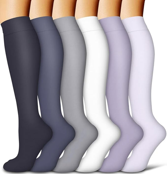Copper Compression Socks for Women and Men(6 Pairs)-Best Support for Running, Athletic, Nursing, Travel