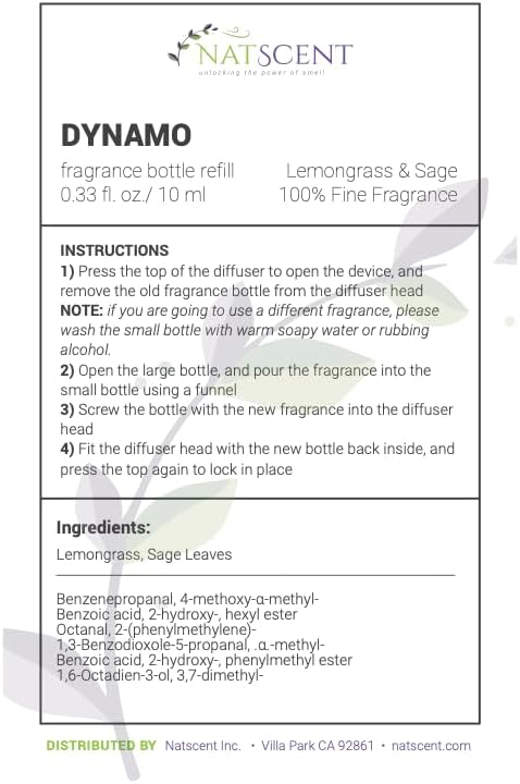 Lemongrass & Sage Essential Oils for Diffusers for Home, Nature-derived Essential Oil, Long-Lasting & Family-Friendly Diffuser Oils Scents, IFRA Certified, Cold Air & Ultrasonic - 0.33 oz