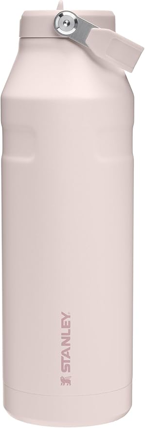Stanley IceFlow Flip Straw 2.0 Water Bottle 50 oz | Built-In Straw with Larger Opening | Lightweight and Leak Resistant | Insulated Stainless Steel | BPA-Free | Rose Quartz