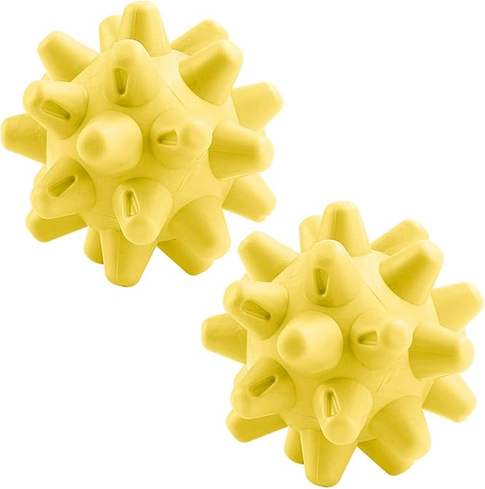 Massage Roll Balls, 2 Pack Spiky Massage Balls Deep Tissue Trigger Point and Myofascial Release for Plantar Fasciitis Relief, Muscle Recovery, 2.8 Inch Diameter (Yellow)