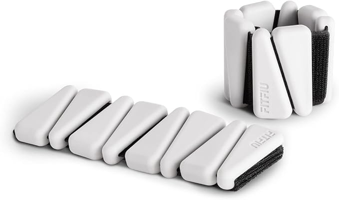 Fitfiu Fitness Pack of 4 Pilates Accessories: 1 Weights 2 Wristbands 2 Dumbbells 2 Dumbbells 2 Sliding Discs 1 Steel Elastic Band in White Silicone