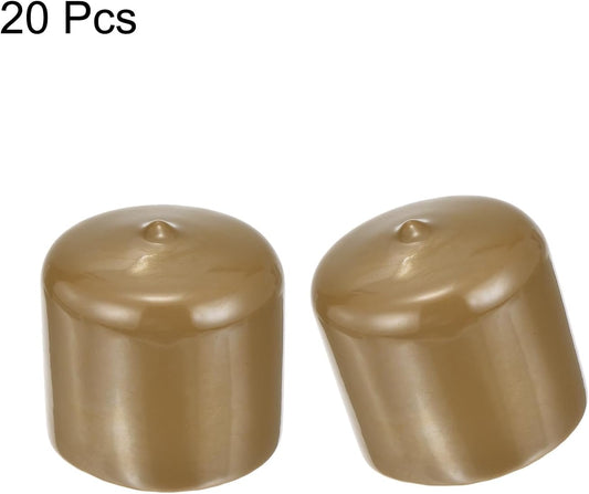uxcell 20pcs Rubber End Caps 46mm ID Vinyl PVC Round Tube Bolt Cap Cover Screw Thread Protectors Light Brown