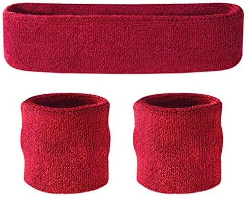 Suddora Sweatbands Set, Moisture Wicking 2 Wristbands and 1 Headband, Breathable Terry Cloth Athletic Bands for Basketball, Tennis, Yoga, Gym, Sweat Bands for Costumes and Cosplay