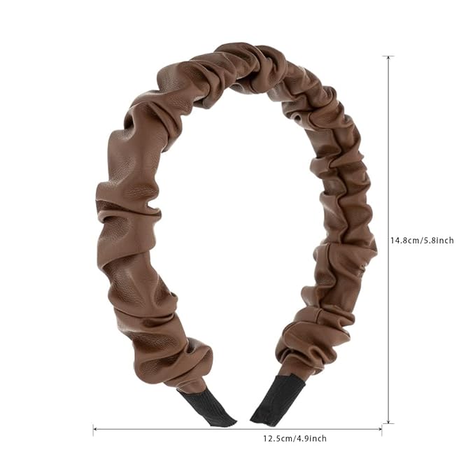 Madison Tyler Leather Headbands for Women | PU Leather Brown Handmade Outdoor Hair Band | Thin and Thick Hair | Skincare and Boho Spring Headband