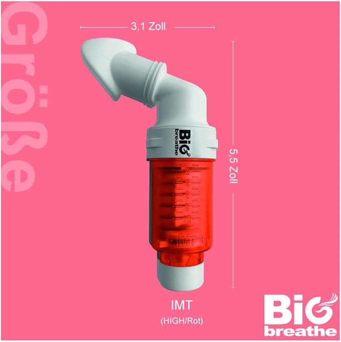 Bigbreathe IMT High(Red) | Inspiratory Muscle Trainer for Better Sports Performance and Ability, Breathing Training Device, Compact and Washable