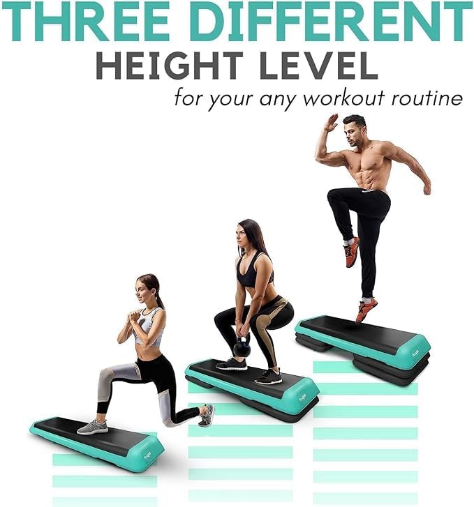 Yes4All Adjustable Workout Aerobic Exercise Step Platform Health Club Size with 4 Adjustable Risers Included and Extra Risers Options