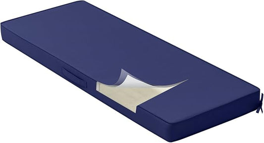 Crestlive Outdoor Bench Cushion 48 x 18 Inch, Waterproof Patio Furniture Cushions, Fade-Resistant Porch Swing Replacement Pad, Adjustable Straps and Handle, Navy