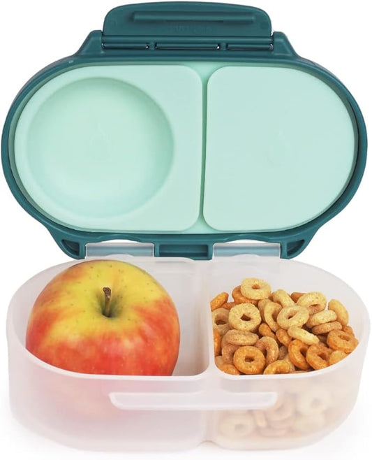 b.box Snack Box for Kids & Toddlers: 2 Compartment Containers, Mini Bento Lunch Box. Leak Proof, BPA free. Ages 4 months+ (Emerald Forest, 12oz capacity)