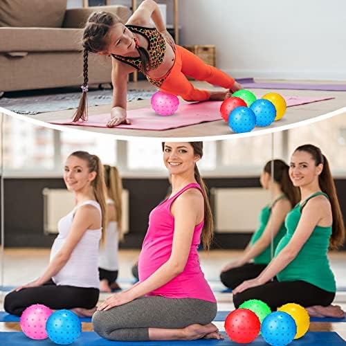 Jerify Knobby Balls 4.72" Bouncy Spiky Sensory Ball Bulk Soft Inflatable Massage Stress Plastic Toy for School Party Outdoor Indoor