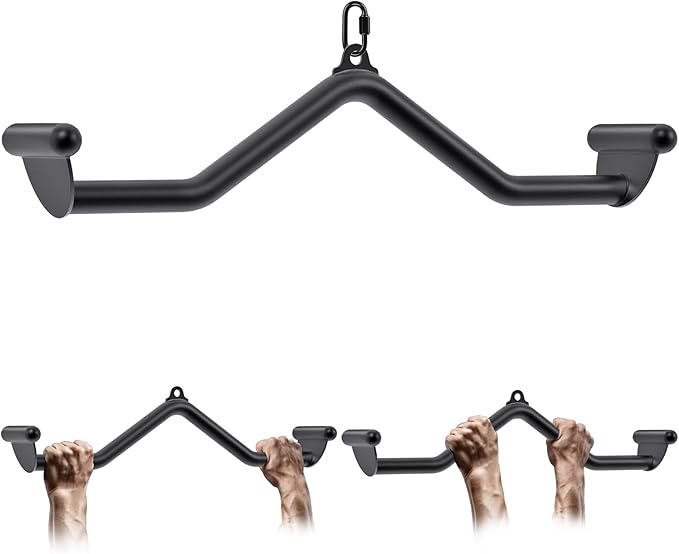 Kipika LAT Pull Down Bars Cable Machine Attachment, Rowing T-bar V-bar Set, Back Strength Training Handle Grips for Cable Machine Rowing Machine, 12" 20" 24" 28" 32" Five Sizes