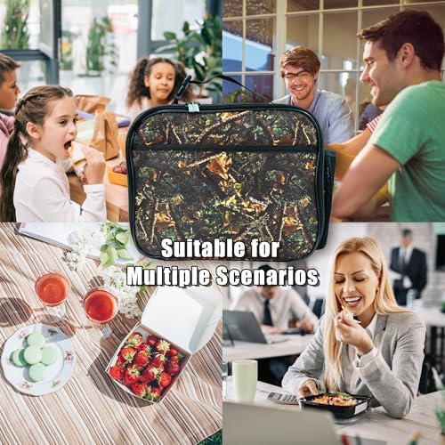 Camo Lunch Bag Insulated Reusable Lunch Box Kids Girls Boys Cooler Thermal Tote Bag For Men Women School Work Picnic