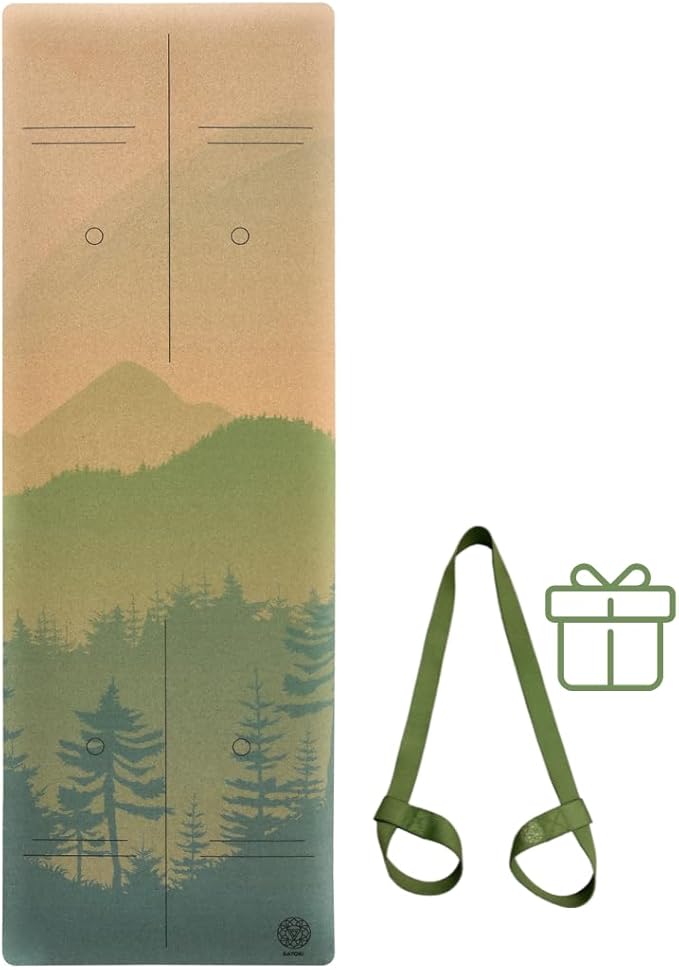 Cork Yoga Mat with Natural Rubber Base, Extra Size, Thickness and Support, Excellent Cushion & Grip, Non-Slip, Non-Toxic, Sweat-Resistant, Sustainable, Eco-friendly Exercise Mat