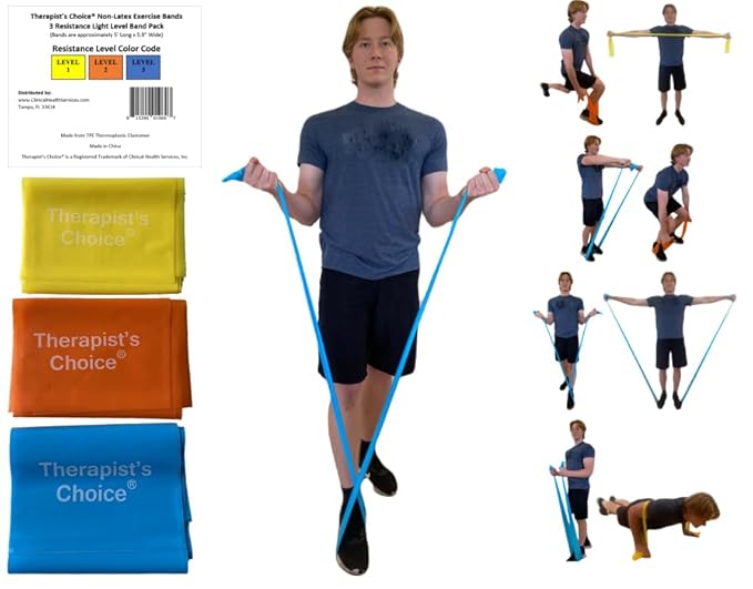Therapist’s Choice® Professional Non-Latex Resistance Bands for Upper and Lower Body Exercise Workouts, Physical Therapy, Lower Pilates, and Rehab, 25 Yard (75 Feet) Roll Bulk Roll
