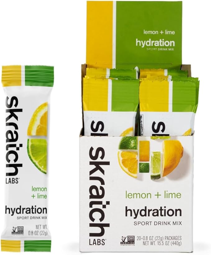 Skratch Labs Hydration Packets - Hydration Drink Mix, Lemon Lime (20ct) - Electrolyte Powder Packets Developed for Athletes and Sports Performance - Gluten Free, Vegan, Kosher
