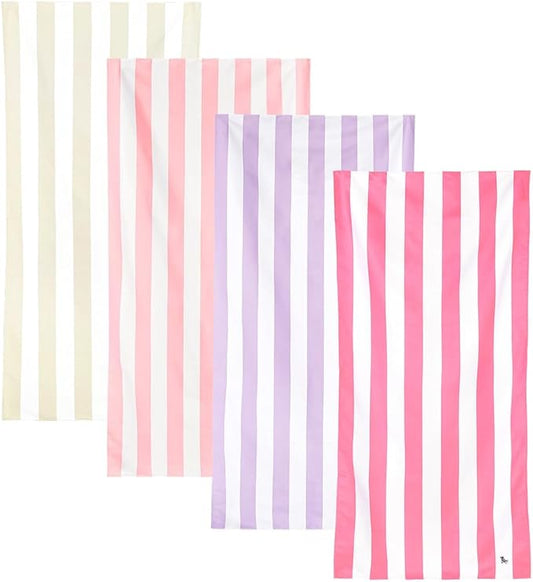 Dock & Bay Beach Towel - Quick Dry, Sand Free - Compact, Lightweight - 100% Recycled - Includes Bag - Set of 4 - Pretty in Pink, Large (160x90cm, 63x35)