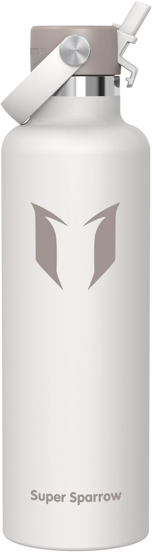 Super Sparrow Insulated Water Bottle - 17 Oz / 25 Oz / 32 Oz - Standard Mouth FlipFlow Flask - BPA Free, Leak Proof Drink Bottle- Ergonomic Straw Water Bottles for Work, Gym, Travel, Sports