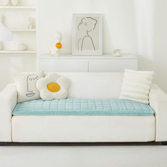 Couch Cover for Dogs Washable, Fuzzy Pet Couch Covers for 3 Cushion Sofa Pet Friendly, Non Slip Sofa Cover (Blue, 27.6" x 82.7"/70 x 210cm)