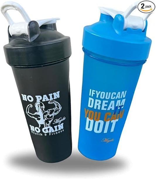 Blender Shaker Bottles for Protein, 28oz Portable Leakproof Pre-Workout Nutrition Water Bottle, BPA-Free Gym Protein Shaker for Sports & Outdoor Motivational Protein Shaker (Black/Blue)