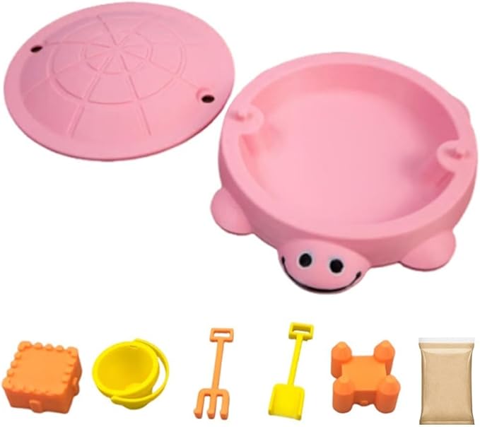 Mini Turtle Sandbox Desk Toy with Soft Sand and Small Tools, Premium Sand Garden for Desk Kit - Mini Zen Garden Kit Gifts Decor Desktop Accessories for Home, Office Stress Relief(Pink,6.5in)