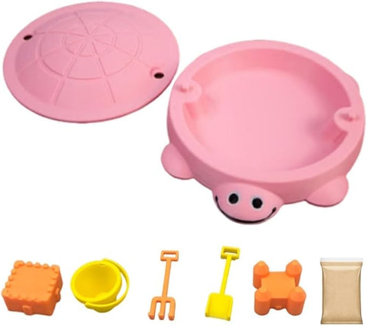 Mini Turtle Sandbox Desk Toy with Soft Sand and Small Tools, Premium Sand Garden for Desk Kit - Mini Zen Garden Kit Gifts Decor Desktop Accessories for Home, Office Stress Relief(Pink,6.5in)