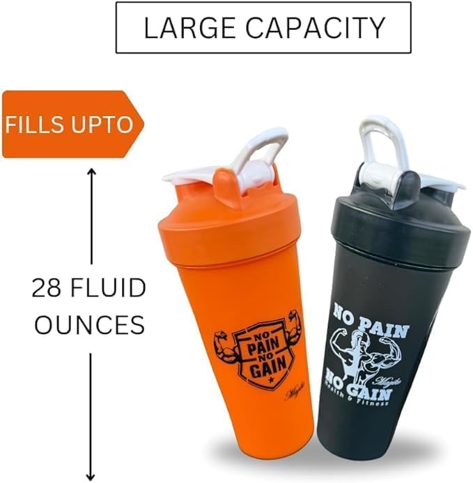 Magiko Blender Shaker Bottles for Protein, 28oz Portable Leakproof Pre-Workout Nutrition Water Bottle, BPA-Free Gym Protein Shaker for Sports & Outdoor Motivational Protein Shaker (Black Green)