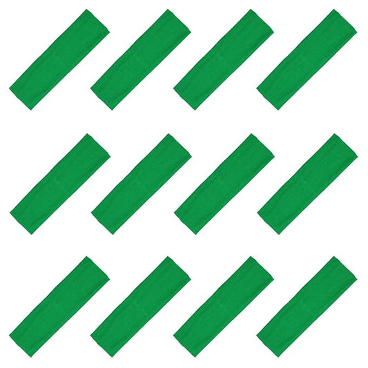 Kenz Laurenz Soft and Stretchy Elastic Cotton Headbands, Pack of 12, Green