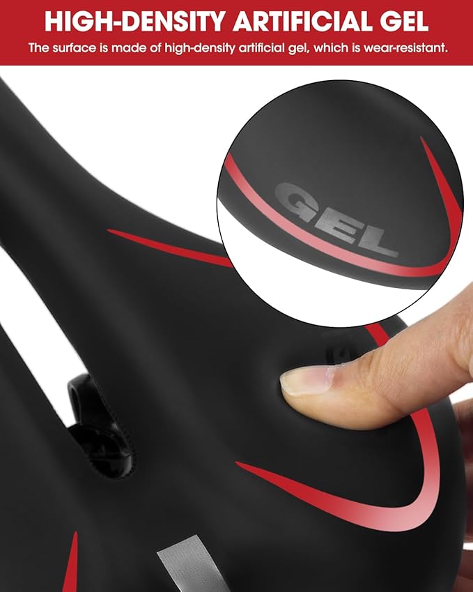 Comfortable Bike Seat for Men & Women, Waterproof Bicycle Seat, Breathable Mountain Bike Saddle, Gel Bicycle Saddle for MTB, BMX, Road Bike, City Bikes, Exercise Bikes