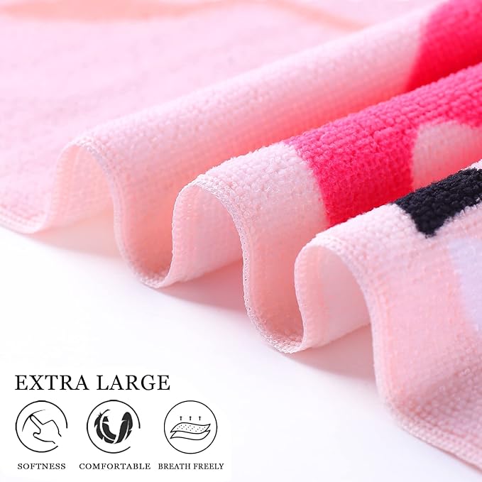 Genovega 2 Packs Oversized Beach Towel Set 36 x 72 in Large Big Pool Camping Swim Clearance Soft Towels Travel Essentials Accessories Must Haves Vacation Adult Necessities Gifts Seashells Flamingo