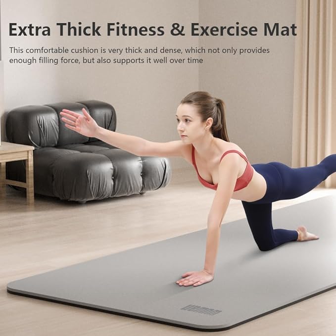 Yoga Mat Non-Slip Extra Thick 72"x32/24" Extra Wide Fitness Exercise Mat TPE Material High Elastic Hot Yoga Mat for Women Yoga Pilates Home Floor Workout (Cow Coffee)