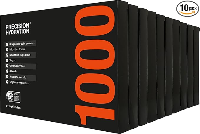 Precision Hydration Electrolyte Powder - No Artificial Ingredients Multi Strength Hydration Packets - Individual Waterproof Servings - Gluten/Dairy Free, 10 Boxes (80 Packets), 1000mg/L-Orange