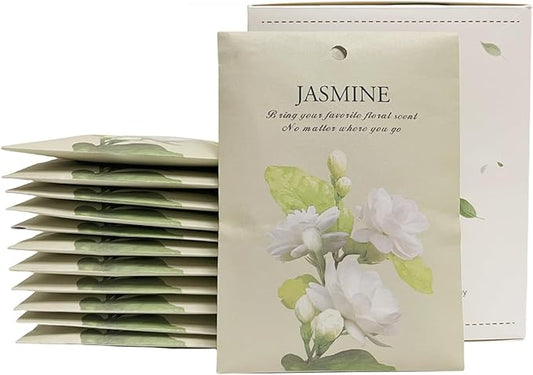 Jasmine Scented Sachet Bags - 12 Pack Home & Car Freshener, Odor Eliminator for Closets, Rooms, Drawers, Wardrobes, Toilets, Long - Lasting 360 - Day Fragrance