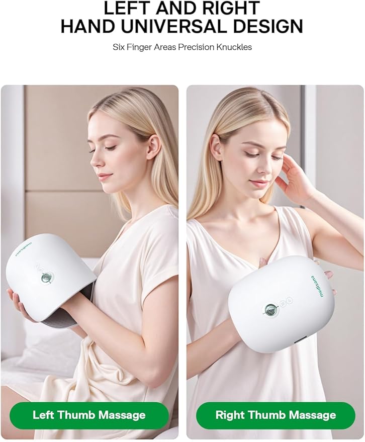 Hand Massager with Heat and Compression, Cordless Hand Massager for Arthritis and Carpal Tunnel Relief, Knuckle Stretching Massage,Birthday Gifts for Women or Men-White