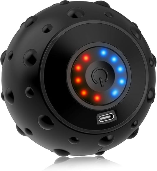Vibrating Massage Ball 5-Speed，Next Generation Vibrating Ball Physical Therapy for Muscle Massage and Myofascial Trigger Point Release ，Relieves Muscle Pain & Tightness, Improves Mobility & Circula