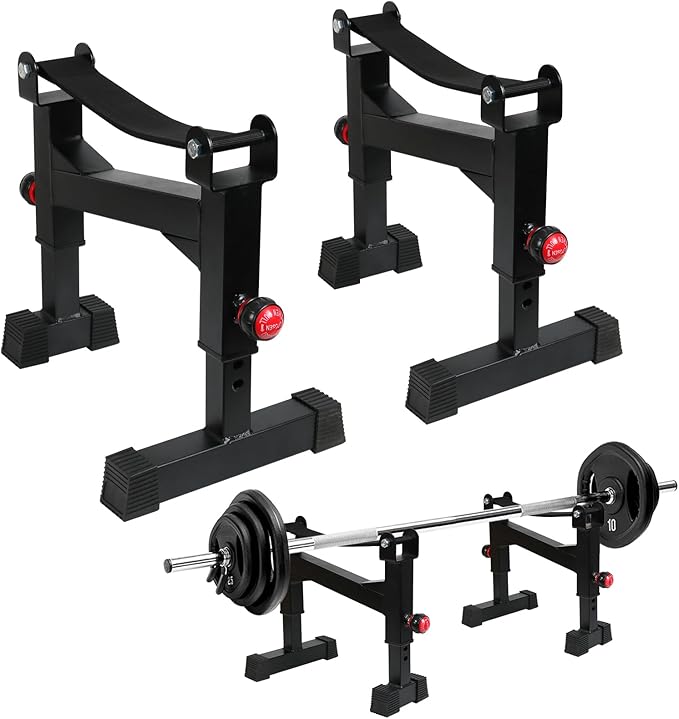 Deadlift Jack Barbell Stand, Barbell Rack, Barbell Buffer Frame, Carbon Steel Barbell Jack, Easily Load and Unload 800lb Barbell Plates for Deadlift Exercise & Weight Training (Black)