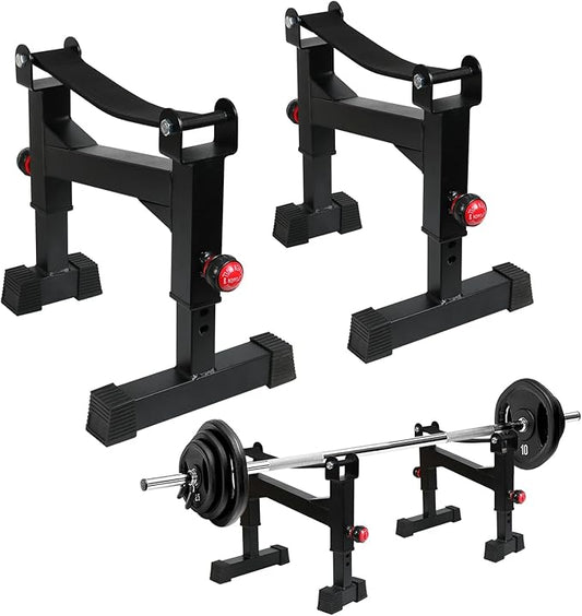 Deadlift Jack Barbell Stand, Barbell Rack, Barbell Buffer Frame, Carbon Steel Barbell Jack, Easily Load and Unload 800lb Barbell Plates for Deadlift Exercise & Weight Training (Black)
