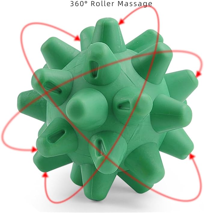 Massage Roll Balls, 2 Pack Spiky Massage Balls Deep Tissue Trigger Point and Myofascial Release for Plantar Fasciitis Relief, Muscle Recovery, 2.8 Inch Diameter (Green)