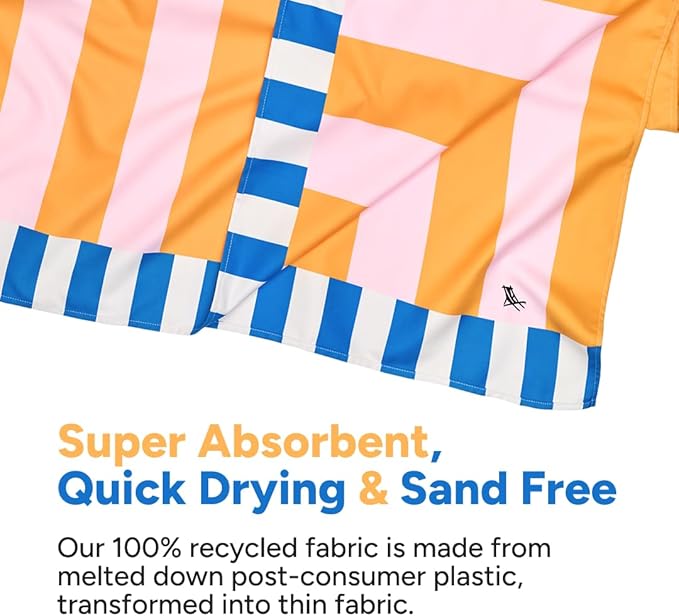 Dock & Bay Beach Towel - Quick Dry, Sand Free - Compact, Lightweight - 100% Recycled - Includes Bag - Mellow Yellow - Extra Large (200x90cm, 78x35)