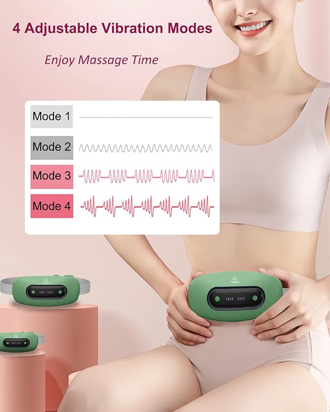 Electric Heating Pad,Portable Cordless Menstrual Heating Pad with 4 Heat Levels and 4 Massage Modes, Fast Large Heating Belly Wrap Belt(Light Green)