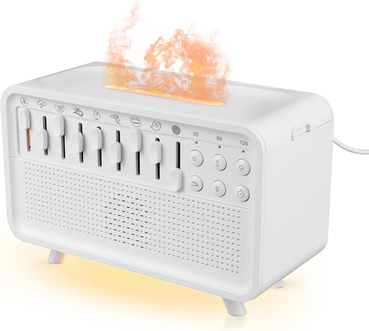 White Noise Machine with Humidifier,Essential Oil Diffuser & Night Light - Portable Sleep Sound Therapy, 8 Natural Sounds Style Mixer with Auto-Off Timer for Bedroom, Office,Travel