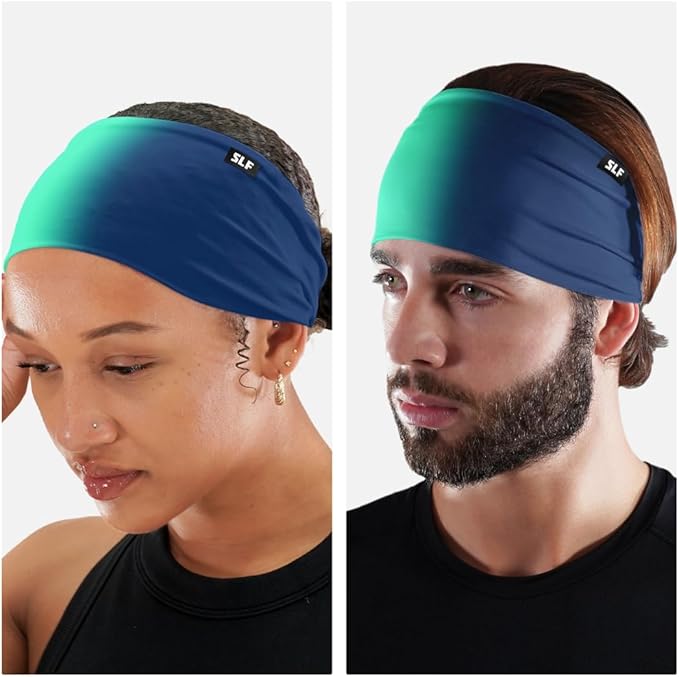 SLEEFS Sweat Bands Headbands Men & Women - Cooling Sports Mens Headband for Running, Football, Basketball, Cycling, Workout - Sweat Moisture Wicking Head Band Stretch Fit, Non-Slip Design - One Size
