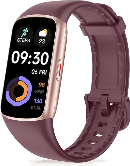 Fitness Tracker with 24/7 Heart Rate, Blood Pressure Blood Oxygen Sleep Monitor, 123 Sports Modes Calories Smart Watch,IP68 Waterproof Step Counter Activity Trackers Pedometer for Women Men (Bordeaux)