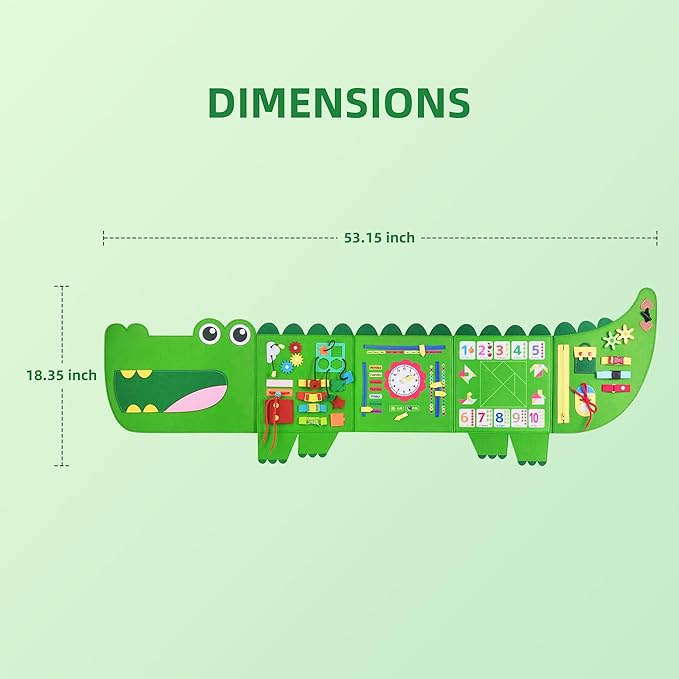 Crocodile Busy Board Montessori Busy Board, Sensory Toys Toddler Toys, Sensory Wall Activity for Toddler- Preschool Learning Panel Center for Kids 3+ Year Old Boys Gift Girls Gift(Birthday, Christmas)