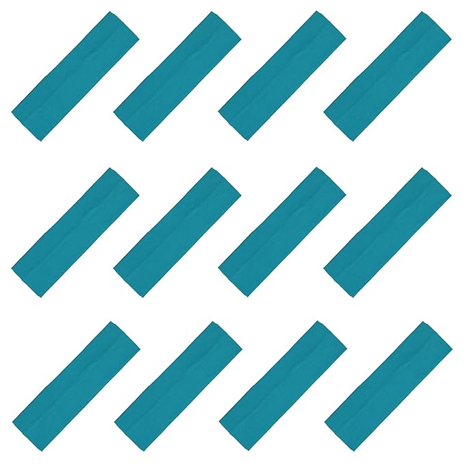 Kenz Laurenz Soft and Stretchy Elastic Cotton Headbands, Pack of 12, Teal