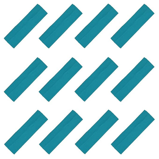 Kenz Laurenz Soft and Stretchy Elastic Cotton Headbands, Pack of 12, Teal