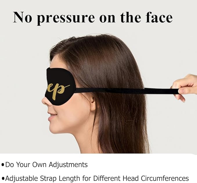Sleep Quote Silk Eye Mask Sleep Mask Golden Black Eye Mask with Adjustable Strap Lightweight for Women Work Travel Night Sleep