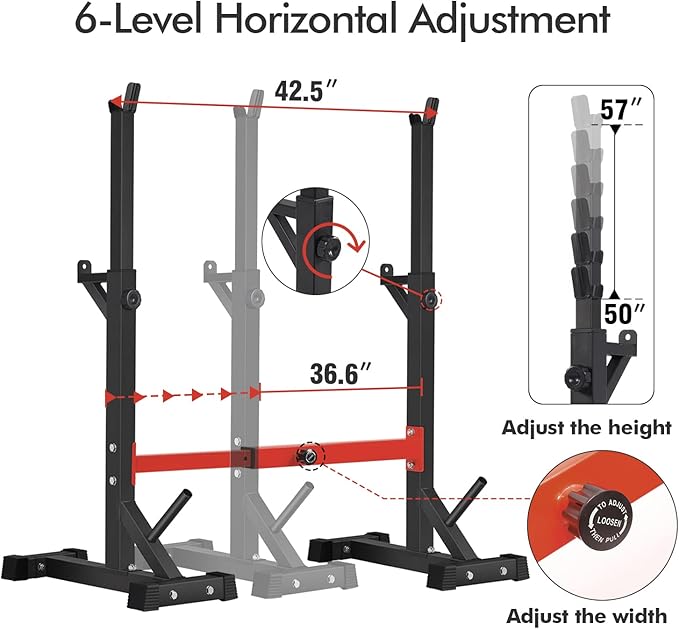 BangTong&Li Squat Rack Stand,Barbell Rack,Bench Press Rack Stand Home Gym Adjustable Weight Rack 550Lbs